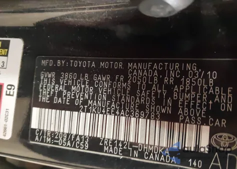 2010 Toyota Matrix z USA, uszkodzony, nr VIN 2T1KU4EE4AC369783